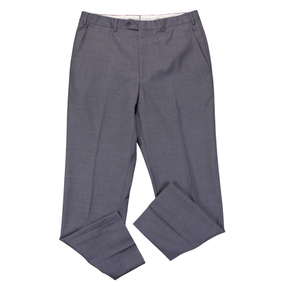 Santorelli Luxury Serge Romeo Mens 36x32 Gray Flat Front‎ Wool Dress Pants